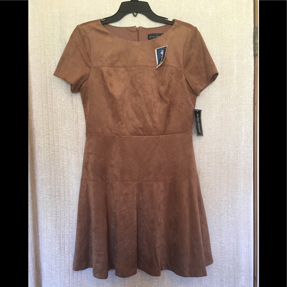 JESSICA HOWARD BROWN SUEDE FIT FLARE DRESS - Picture 2 of 5